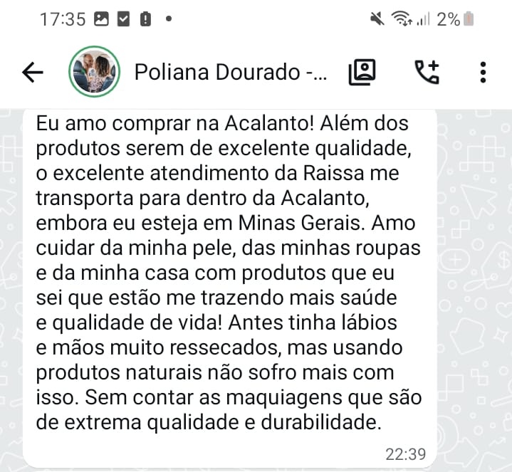 Depoimento original de Poliana Dourado