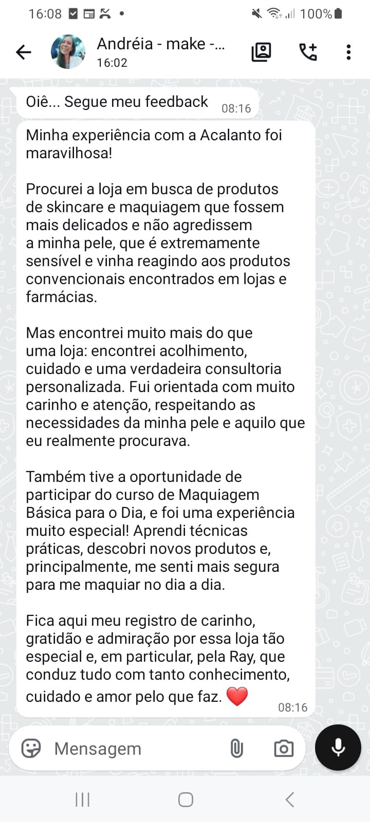 Depoimento original de Andréia
